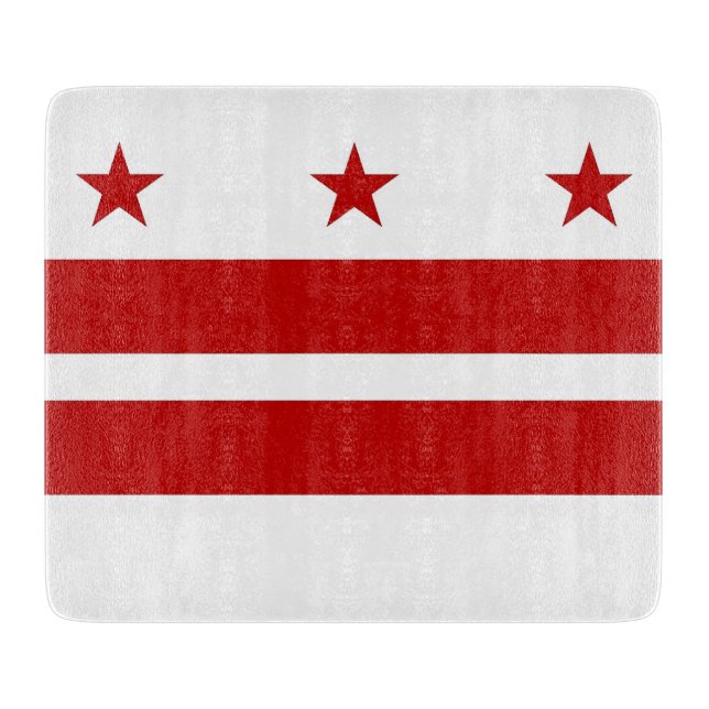 Small glass cutting board with Washington DC flag (Front)