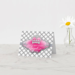 Small Glitter Crown Tufted Diamond Birthday Card