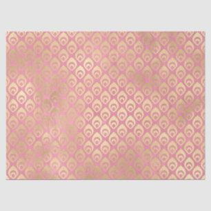 Small Gold Abstract Droplets on Pink Decoupage Tissue Paper