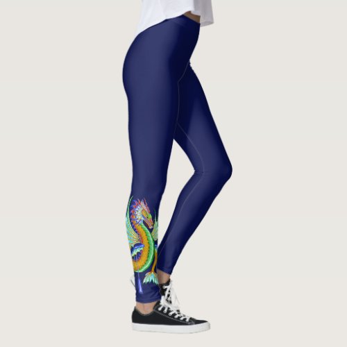 Small Gold and Green Water Dragon Leggings