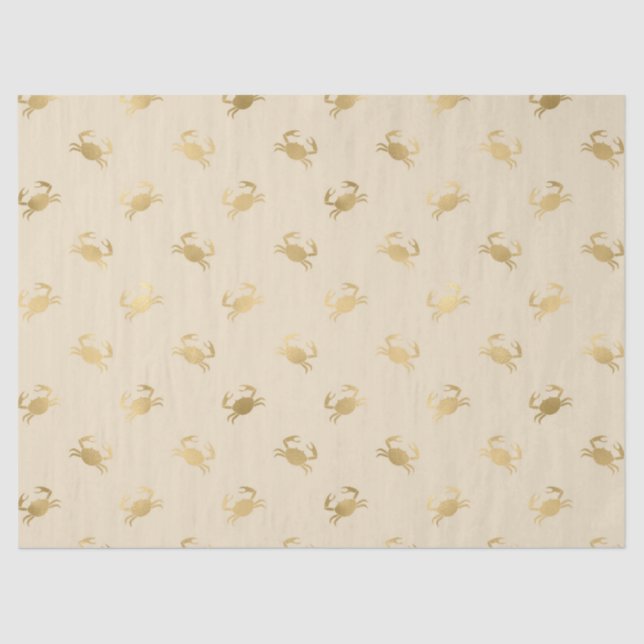 Small Gold Crabs on Cream Decoupage Tissue Paper (Front)