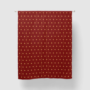 Small Gold Fleur-de-Lis Dark Red 63" Blackout Curtains