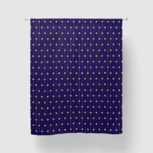 Small Gold Fleur-de-Lis Midnight Blue 63" Blackout Curtains
