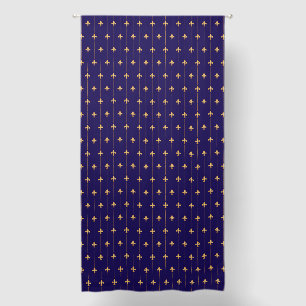 Small Gold Fleur-de-Lis Midnight Blue 96" Blackout Curtains