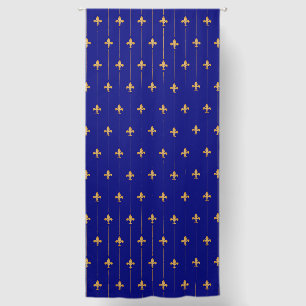 Small Gold Fleur-de-Lis Royal Blue 108" Blackout Curtains