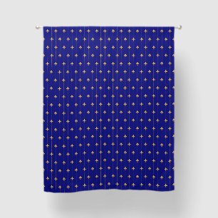 Small Gold Fleur-de-Lis Royal Blue 63" Blackout Curtains