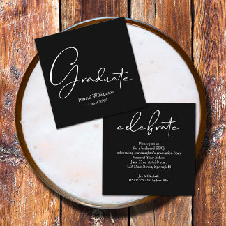 Small Graduate Script Black Party Enclosure Card