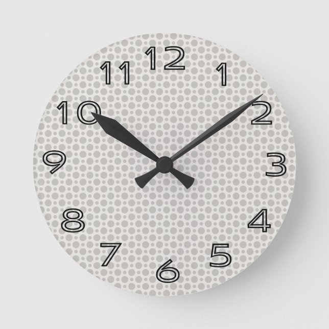 Small Gray Dots Round Clock (Front)