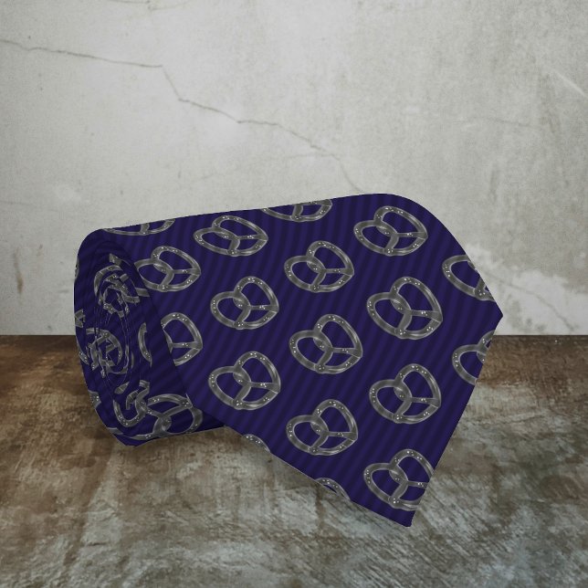 Small Gray Pretzel on Dark Stripe Formal Neck Tie (Creator Uploaded)