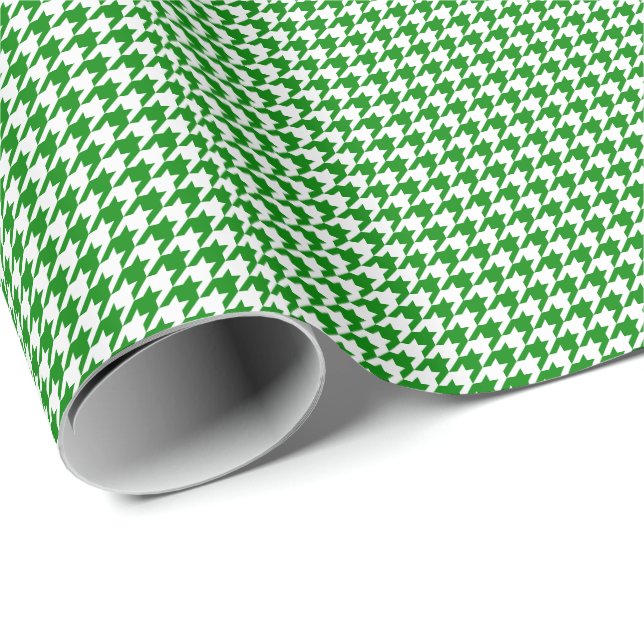 Small Green and White Houndstooth Wrapping Paper (Roll Corner)