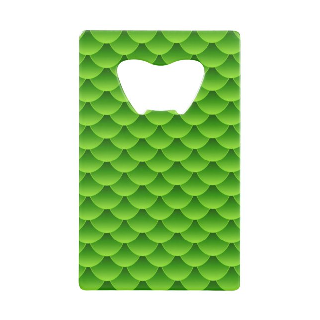 Small Green Fish Scale Pattern Credit Card Bottle Opener (Front)