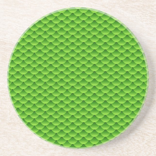 Small Green Fish Scale Pattern Drink Coaster (Front)