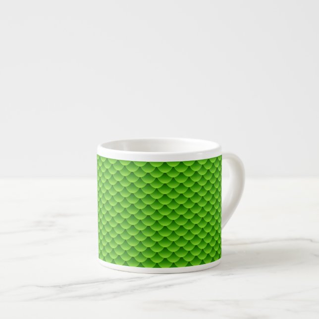 Small Green Fish Scale Pattern Espresso Cup (Front Right)