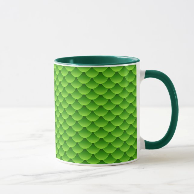 Small Green Fish Scale Pattern Mug (Right)