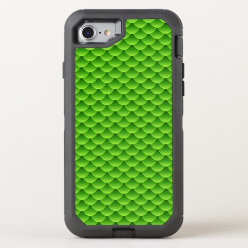 Small Green Fish Scale Pattern OtterBox Defender iPhone SE87 Case