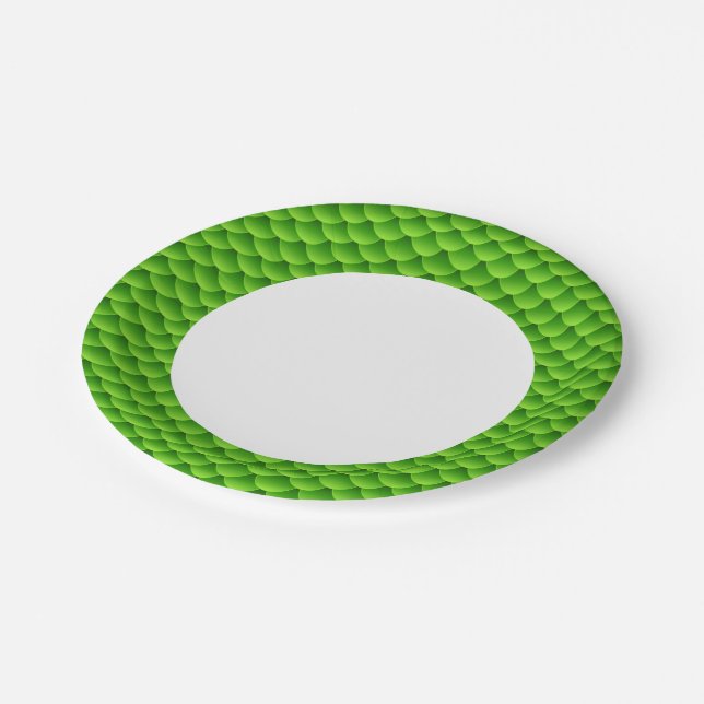 Small Green Fish Scale Pattern Paper Plates (Angled)