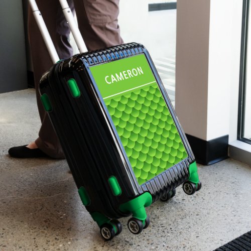 Small Green Fish Scale Pattern  Personalize Luggage