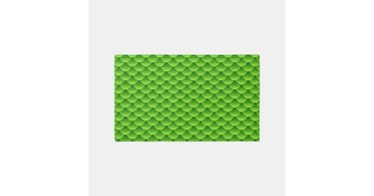 Small Green Fish Scale Pattern Rug | Zazzle