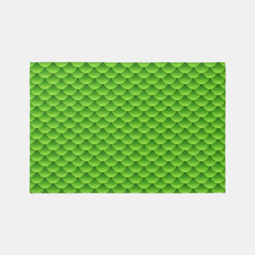 Small Green Fish Scale Pattern Rug