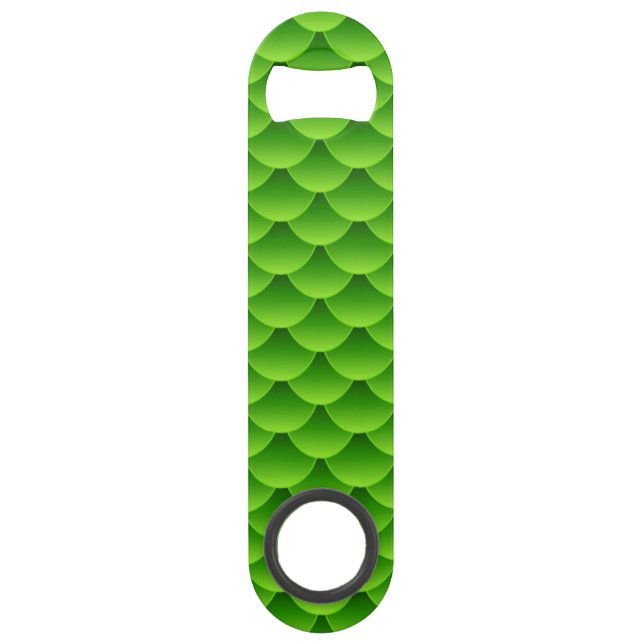 Small Green Fish Scale Pattern Speed Bottle Opener (Front)