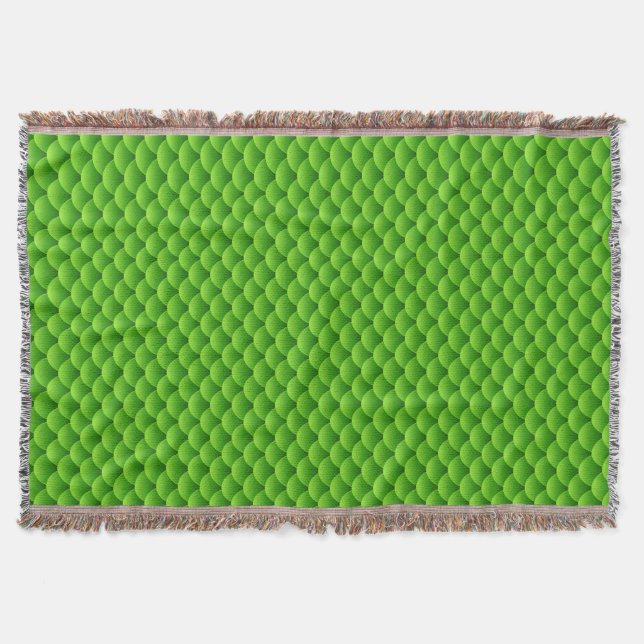 Small Green Fish Scale Pattern Throw Blanket (Front)