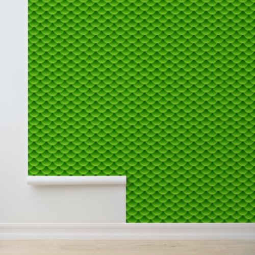 Small Green Fish Scale Pattern Wallpaper
