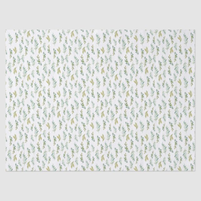 Small Green Foliage Leaves Tissue Paper (Front)
