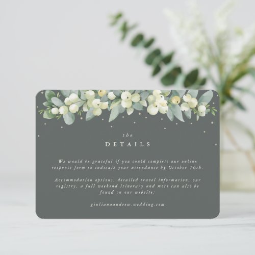 Small Green SnowberryEucalyptus Wedding Details Enclosure Card