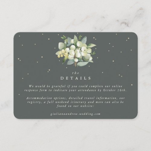 Small Green SnowberryEucalyptus Wedding Details Enclosure Card