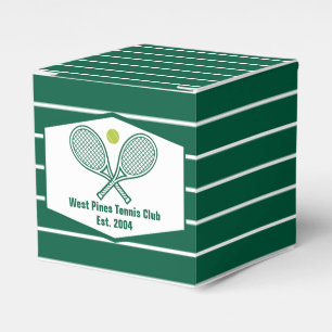 Small Green Striped Tennis Custom Country Club Favor Boxes
