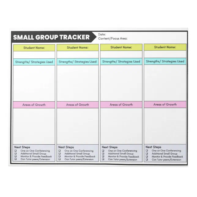 Small Group Tracker Student Observations Teacher Notepad | Zazzle