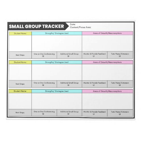 Small Group Tracker Student Observations Teachers Notepad