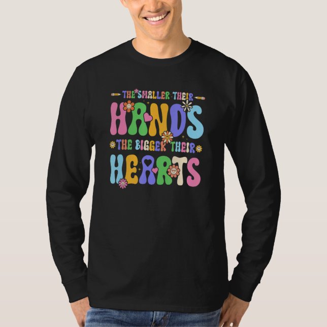 Small Hands Big Hearts Groovy Preschool Kindergart T-Shirt (Front)