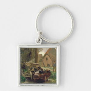 Small Harbour with a Boat Keychain