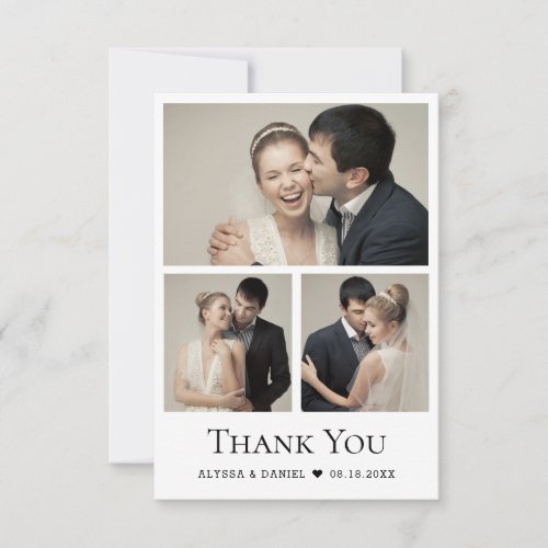 Small Heart Modern Wedding Photo Collage Thank You Card