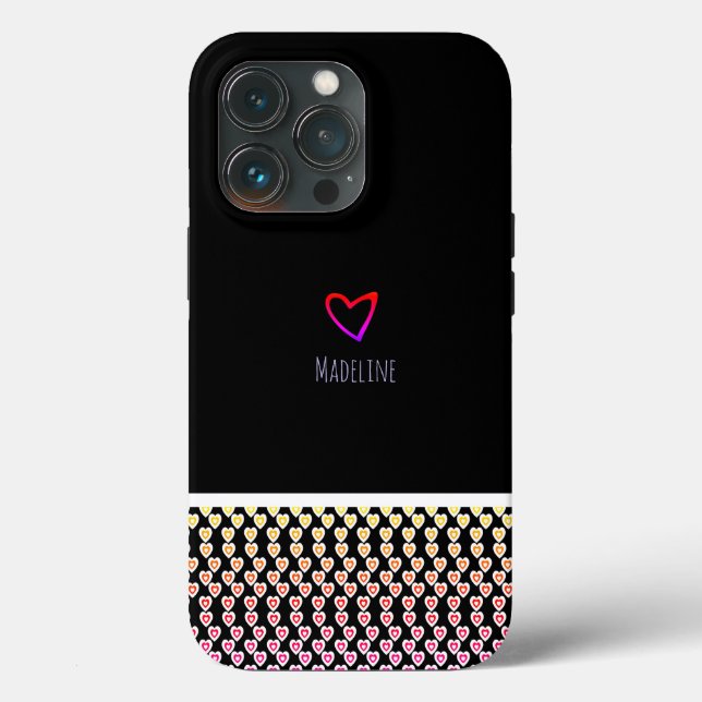 Small Heart Pattern Repeat Border Rainbow Case-Mate iPhone Case (Back)