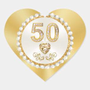 Small Heart Shaped, 50th Anniversary Stickers