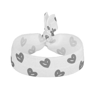 Small hearts pattern white girls hair tie