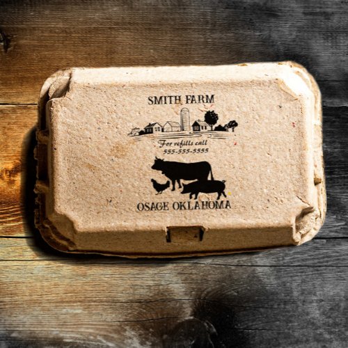Small Homestead Farm Egg Carton Food Label  Rubber Stamp