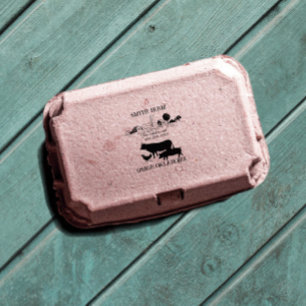 Small Homestead Farm Egg Carton Food Label   Self-inking Stamp