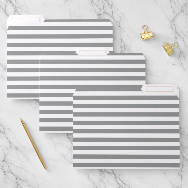 Grey File Set Small Horizontal Grey Stripes File Folder | Zazzle