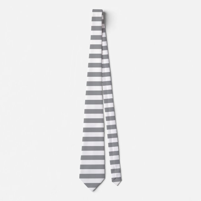 Small Horizontal Grey Stripes Neck Tie (Front)