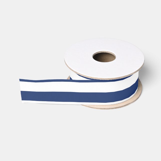 Small Horizontal Navy Stripes Grosgrain Ribbon (Spool)