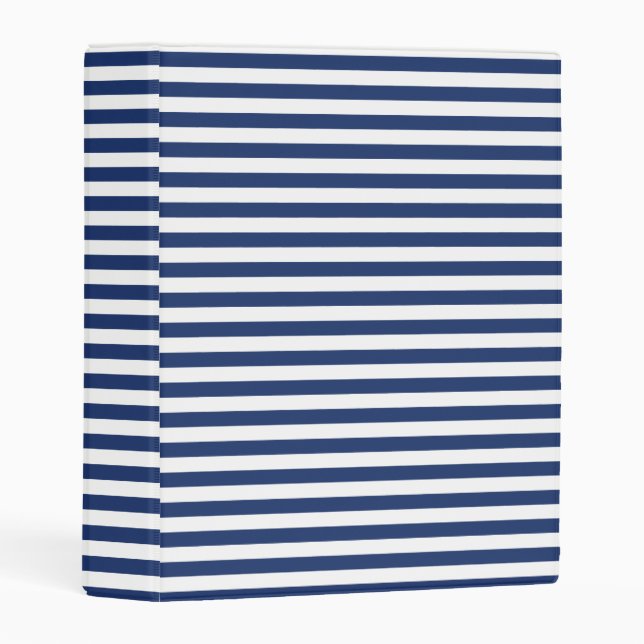 Small Horizontal Navy Stripes Mini Binder (Front/Spine)