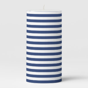 Small Horizontal Navy Stripes Pillar Candle
