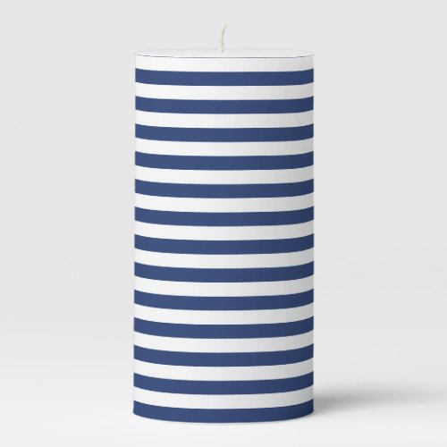 Small Horizontal Navy Stripes Pillar Candle