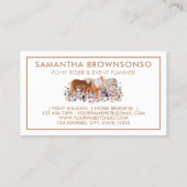 Small Horse Riding Breeding Pony Floral Business Card (Back)