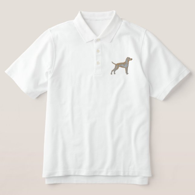 Small Hungarian Vizsla Embroidered Polo Shirt (Design Front)