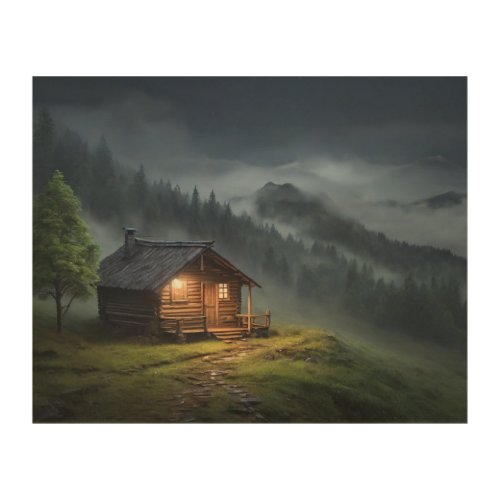 small hut in the forest_wall art