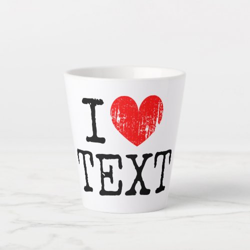 Small I heart logo latte mug with distressed text
